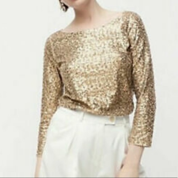 J. Crew copper sequin long sleeve top Sz XS - Picture 2 of 11